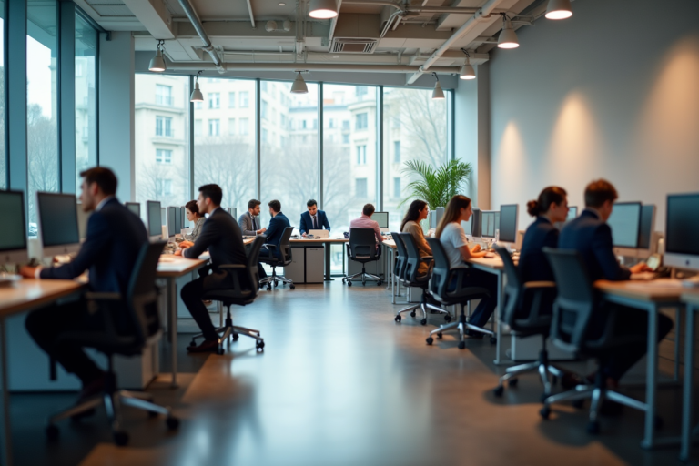 Bureau moderne dans l administration parisienne avec employés
