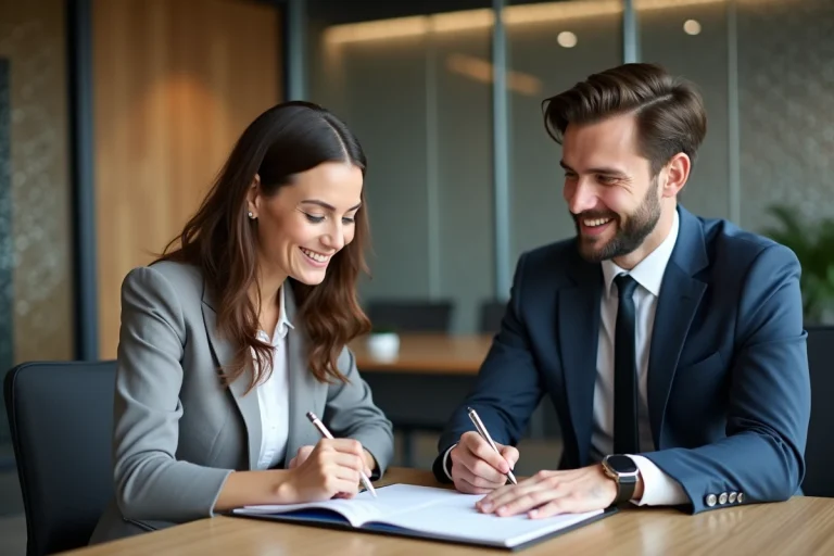 Femme d affaires remplissant un formulaire à la banque