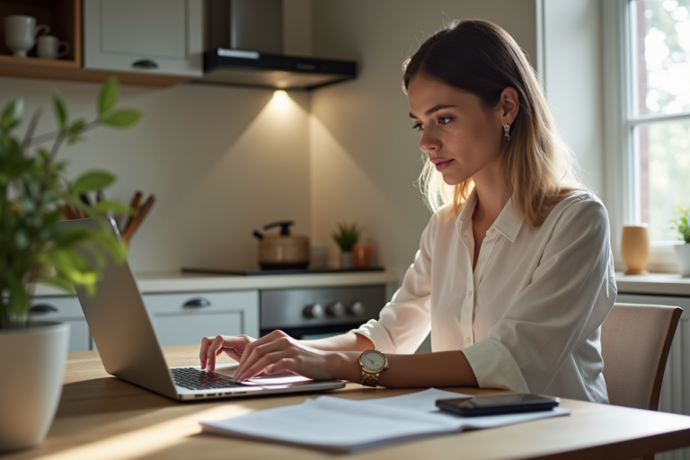 Jeune femme en visioconference avec son conseiller bancaire