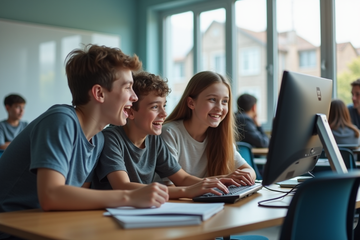 Trois adolescents discutant autour d