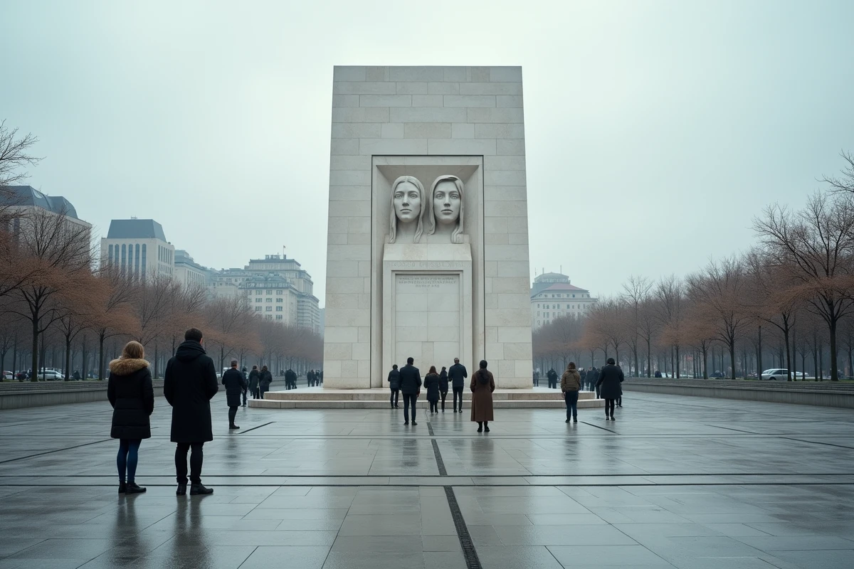 Monument funéraire dans une place publique urbaine